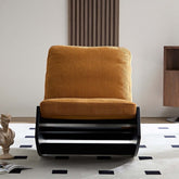 Yellow corduroy caterpillar lounge chair with soft cushion, single sofa rocker for comfortable seating